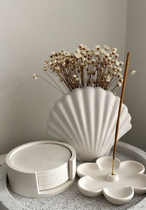 Stone Ribbed large tray, choose different colour effects, Handmade _ Jesmonite _ Neutral home decor and gifts